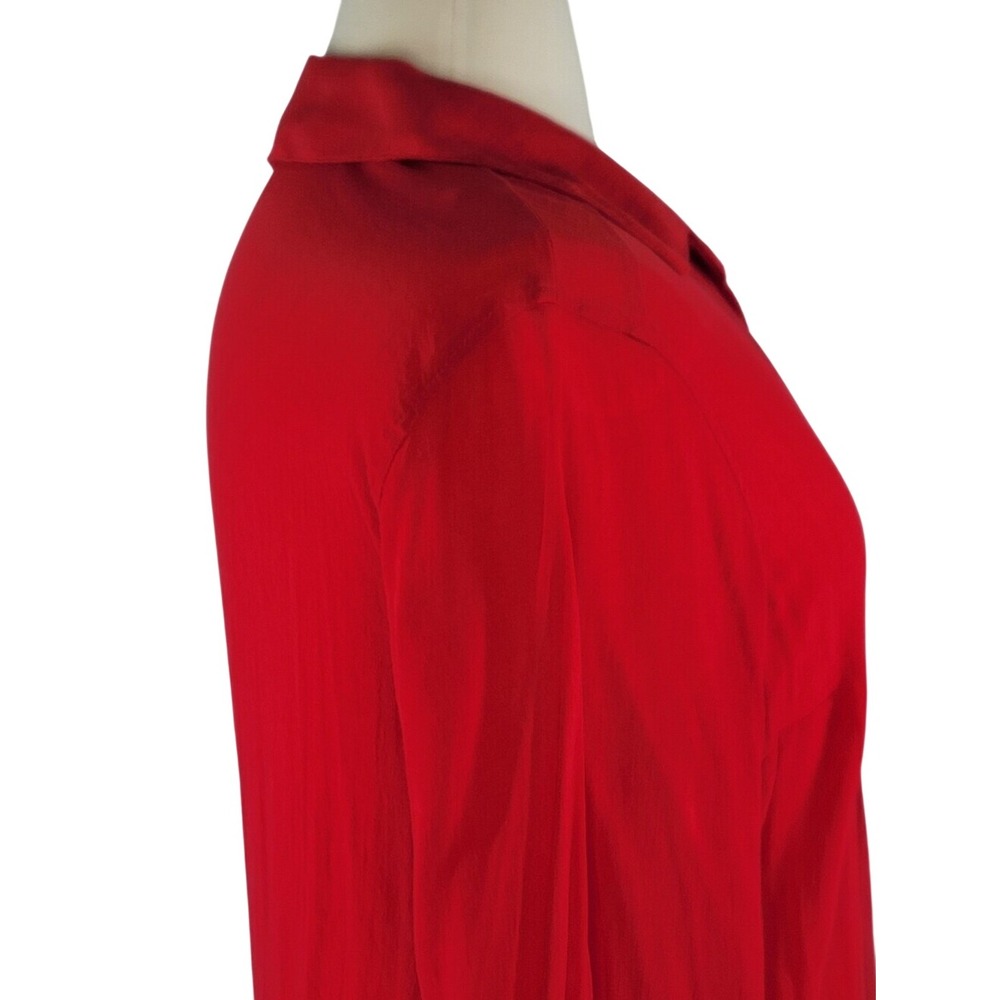Alfani Red Pleated Button-Front Blouse - Picture 5 of 11
